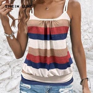 Women's Striped Tank Top - Red, Blue, Tan